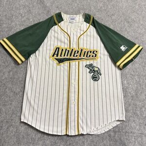 Vintage Starter Oakland Athletics Jersey White Green MLB Mens Large